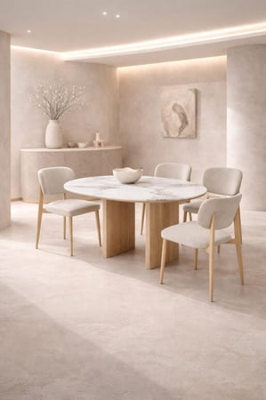 طاولة طعام سيراميك M-031 WHITE مع 4 كراسي بتصميم مودرن