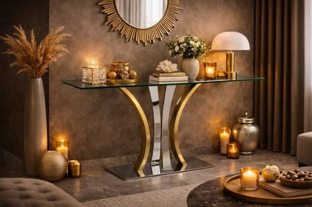 كنسول استيل زجاج فاخر - بعدة ألوان