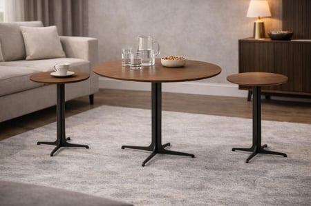 طاولات قهوة بني فاتح سيراميك بتصميم عصري ثلاث قطع