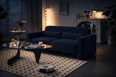 كنبة ثنائية SF-507 قماش كحلي داكن بتصميم مودرن مريح