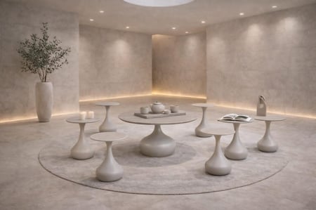 طقم طاولات شاي سيراميك مودرن لون رمادي فاتح مع قواعد أنيقة