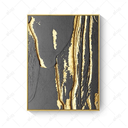 لوحة جدارية فن تجريدي جزع شجرة شقوق ذهبية