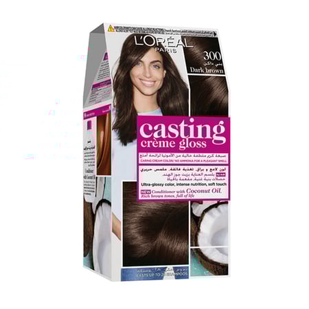صبغة شعر كاستنغ كريم قلوس من لوريال باريس - 300 بني داكن