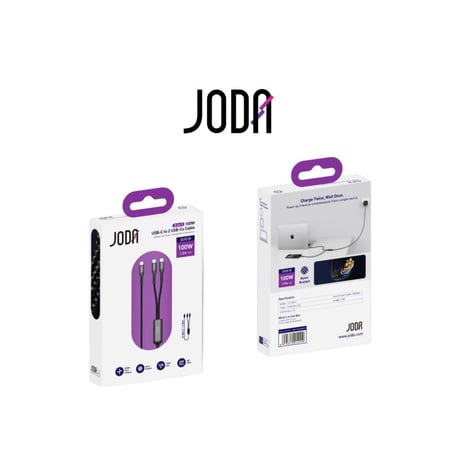 كيبل جودا DUO III USB-C to 2 USB-Cs بطول 1.2m يدعم حتى 100W
