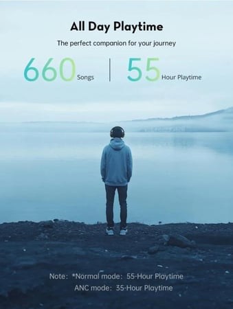 راف باور - سماعة رأس بميزة ANC تعمل حتى 55 ساعة اسود - RP-BH1019