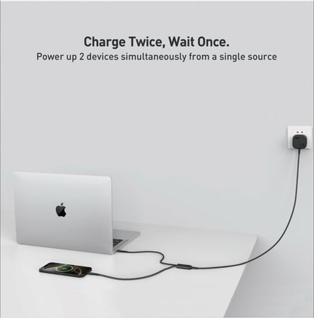 كيبل جودا DUO III USB-C to 2 USB-Cs بطول 1.2m يدعم حتى 100W