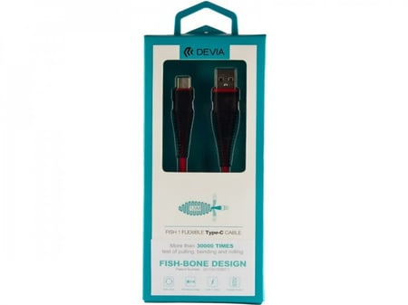 كابل شحن سمكه ضد القطع تايب سي 1.5متر من ديفيا  احمر