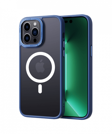 جراب جوي مغناطيسي بإطار معدني أنيق مضاد للصدمات من شركة كوما العالمية ايفون 14 لون كحلي