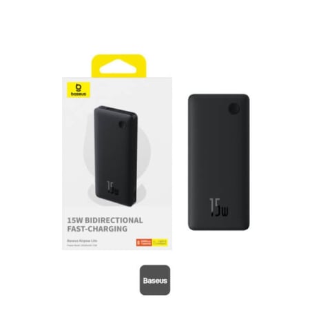 باور بانك من بيسوس 15 واط 10000ملي أمبير  منفذ تايب سي ومنفذ USB