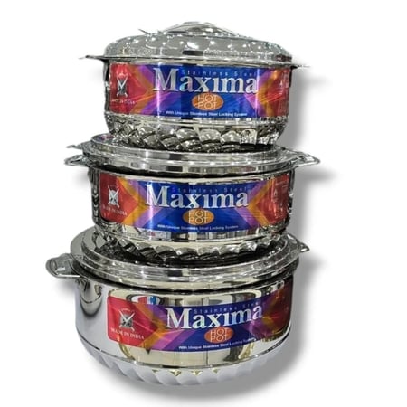 طقم حافظات طعام استيل 3 حبة صناعه هندي  3 مقاسات