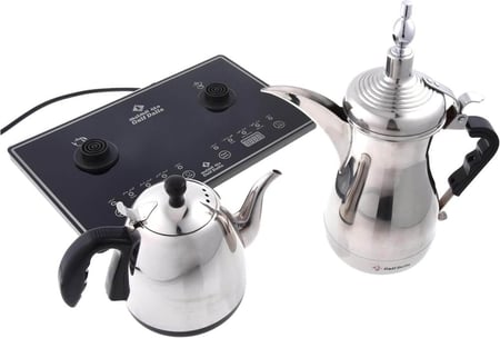 طقم دلة الخليج لاعداد الشاي والقهوة مع ملحقاتها ضمان سنتين