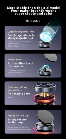 حامل جوال للسيارة بتقنية شفط الهواء بدون شحن مع دوران 360 درجة