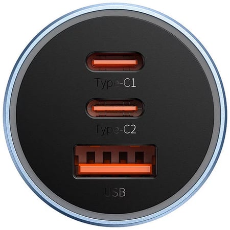 شاحن سيارة 65 واط منفذين PD و منفذ USB من بيسوس