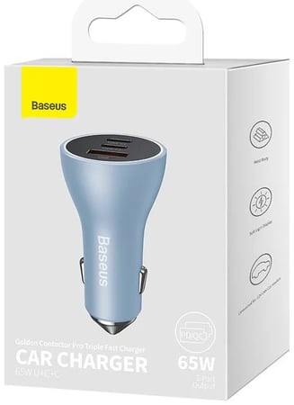 شاحن سيارة 65 واط منفذين PD و منفذ USB من بيسوس