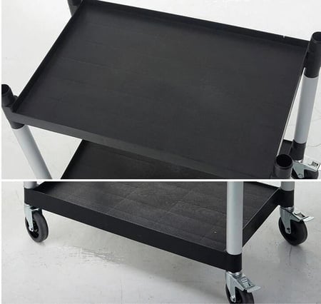 عربة تقديم الطعام المتحركة من الفيبر 3 رفوف