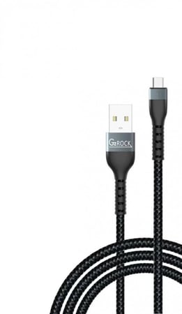 كيبل شحن GZROCK يو اس بي الى مكرو- 2.5 متر - اسود على فضي