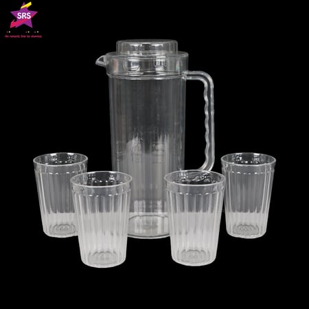 جيك للمشروبات والعصائر اكرلك شفاف مع 4كاسات