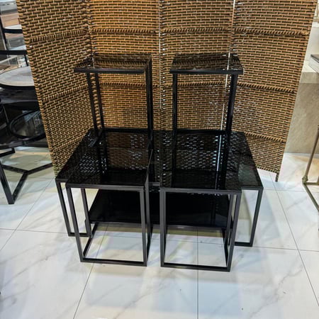 طاولة دورين زجاج اسود 1+4