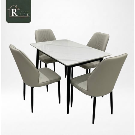 طاولة الطعام 4 كراسي جلد بورسلان 75