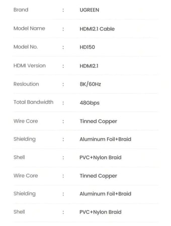 كيبل HDMI 2.1 يوقرين