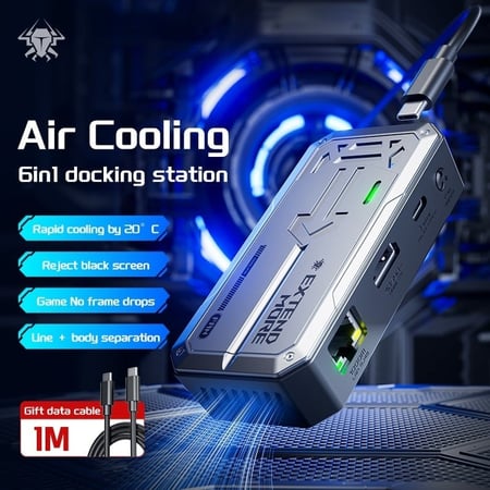 وصلة بلكستون 6 في 1 تايب سي مع نظام تهوية ( PLEXTONE 6 IN 1 HUB AIR COLING) كيبل قابل للتغيير)