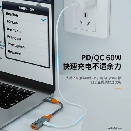 وصلة سارافوكس 3 في 1 تايب سي مدخلين تايب سي ومدخل 3.5mm من سارافوكس