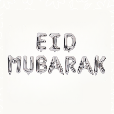 Eid Mubarak Balloon Banner (Sliver)| بالون بانر عيد مبارك (فضي)
