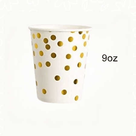 أدوات المائدة نقط ذهبي (25 شخص) | Gold Dots Tableware