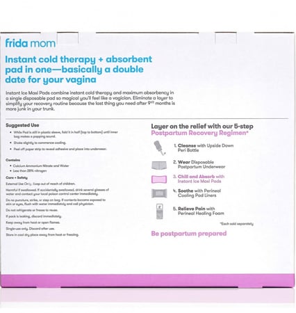 فريدا مام، حفاضات ثلجية لما بعد الولادة - عبوات معالجة فورية باردة وحفاضات ماصة ملطفة جاهزة للاستخدام بعد الولادة | 8 قطع