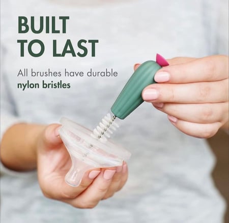 مجموعة فرش تنظيف زجاجات بشكل صبار من بون من 4 قطع لون بني