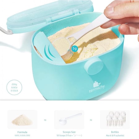 حافظة الحليب الصناعي تكفي 250 جرام من الحليب - أزرق