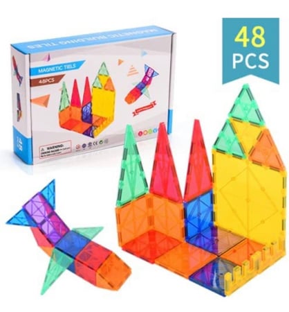 تركيبات البناء المغناطيسية تتميز بالوان شفافة - 48 قطعة
