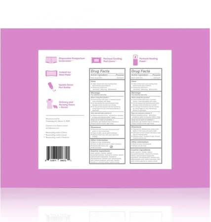 طقم المستشفى من فريدا موم للولادة وما بعدها| ثوب رضاعة، جوارب، زجاجة بيري، سراويل داخلية للاستعمال مرة واحدة، فوط نسائية ماكسي الثلجية، وفوط مبطنة، رغوة العجان، حقيبة ادوات الزينة، مجموعة من 15 قطعة