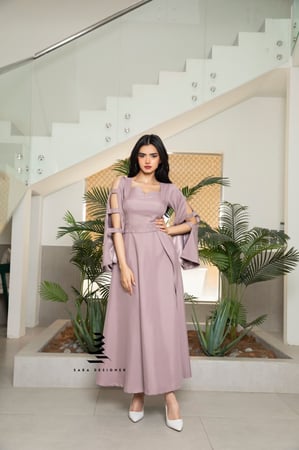 فستان موف مزين بالشك