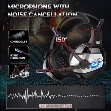 ONIKUMA K5 Wired Gaming Headset With Base Sound And True Noise CancellationONIKUMA