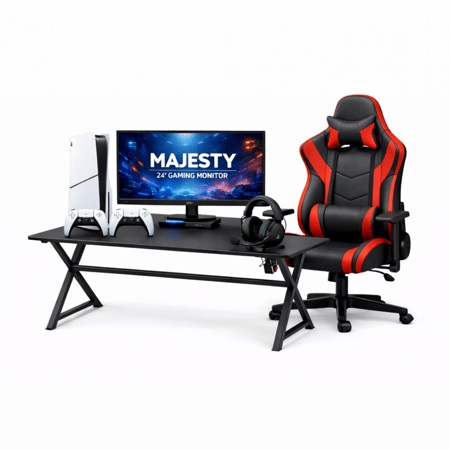 بكج بلايستيشن 5 سليم مدخل ديسك مع شاشة قيمنق 24 بوصة + كرسي قيمنق + طاولة قيمنق + يدات تحكم + سماعة قيمنق