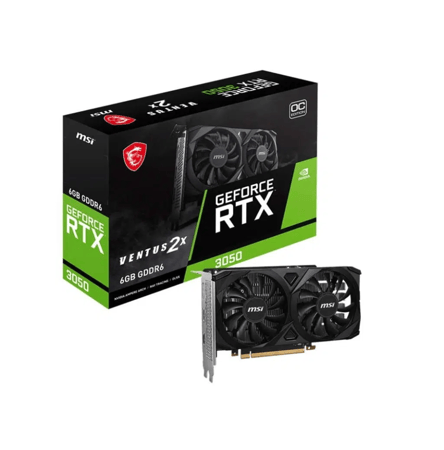 MSI GeForce RTX 3050 Ventus 2X OC – 6GB GDDR6 – Dual Fan – Compact Gaming Graphics Card