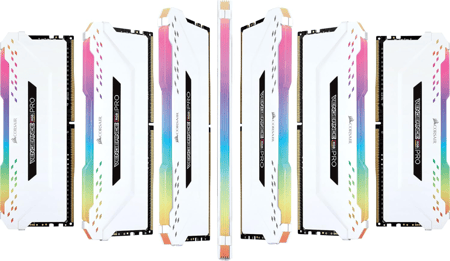 رام كورسير فنجنس RGB برو أبيض 32 جيجا (2×16) DDR4 3200MHz – ذاكرة ألعاب احترافية بإضاءة RGB
