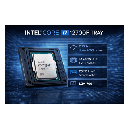 معالج Intel Core i7-12700F الجيل الثاني عشر – 12 نواة – LGA1700 – نسخة Tray
