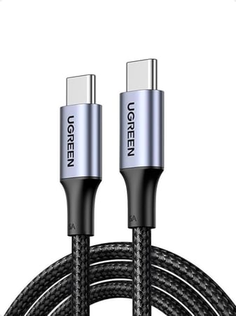 UGREEN كابل USB-C 2م، سلك مضفر 100W شحن فائق السرعة PD متوافق مع ايفون 15/16/17 برو ماكس، آيباد ميني 7، ماك بوك برو، آيباد، جالاكسي S25 الترا/S24/23، هواوي P70