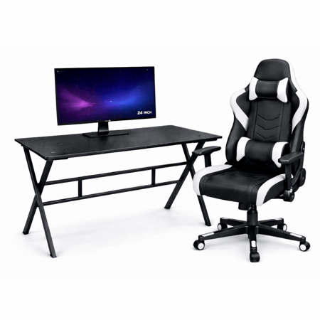 بكج قيمنق  شاشة 24 بوصة 120Hz وطاولة قيمنق 100 سم وكرسي قيمنق | Gaming Setup للمكتب والألعاب