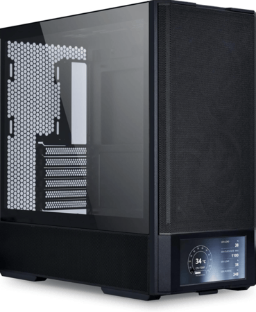 Lian Li LANCOOL 207 Digital Black – High-Airflow ATX Case – Digital Front Display – Mesh Front – Tempered Glass