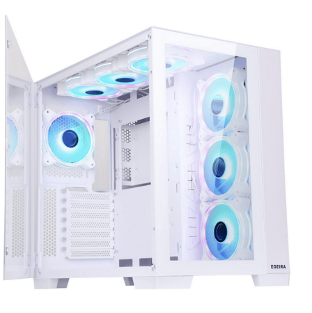 Egeira Supreme WHITE 7 Fan ATX Gaming Case – 7× ARGB Fans – Tempered Glass – High Airflow Design