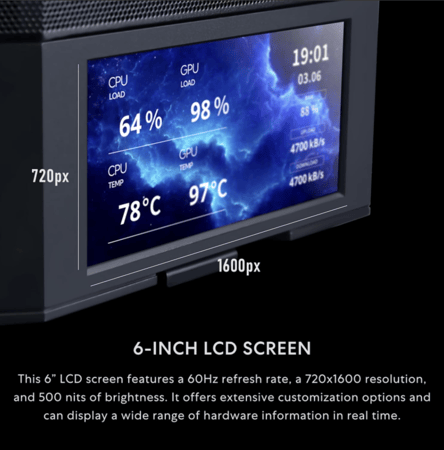 Lian Li LANCOOL 207 Digital Black – High-Airflow ATX Case – Digital Front Display – Mesh Front – Tempered Glass