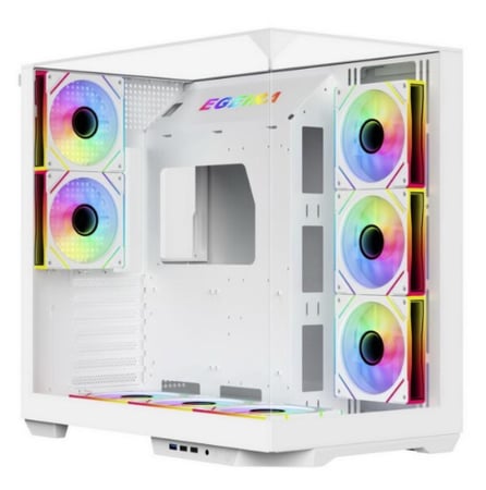 Egeira MIRAGE White ATX Gaming Case – USB 3.0 – 7× ARGB Fans – Tempered Glass – High-Airflow Design