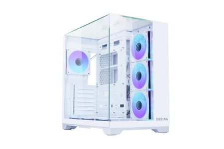Egeira Vision 7 ARGB White ATX Gaming Case – 7× ARGB Fans – Tempered Glass – High-Airflow Design