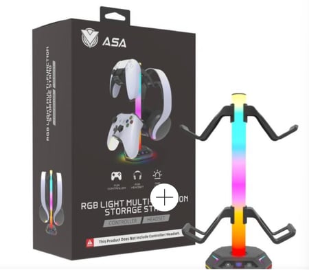 حامل سماعات وأذرع تحكم AZURAOKEY – RGB مع منافذ USB وType-C
