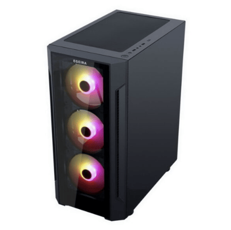 Egeira PRISM Black ATX Gaming Case – 4× ARGB Fans – Tempered Glass – High Airflow Design