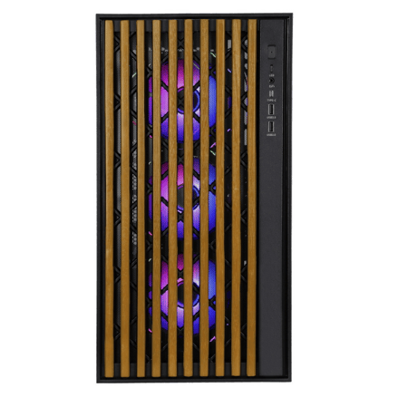 Egeira Nordic Black ATX Gaming Case – Wooden Front Design – Tempered Glass – High-Airflow – 1× ARGB Fan