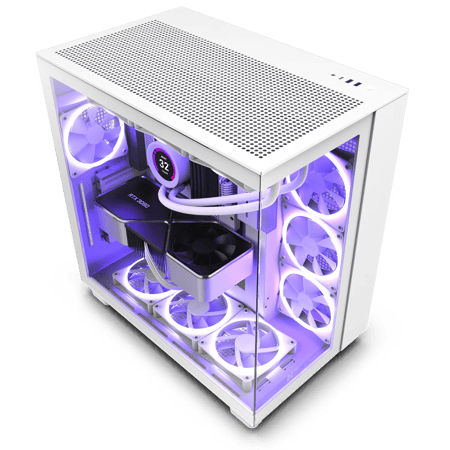 NZXT H9 Flow Edition White – Dual-Chamber Mid-Tower Case – High-Airflow – Tempered Glass – Optimized for AIO & RGB Builds